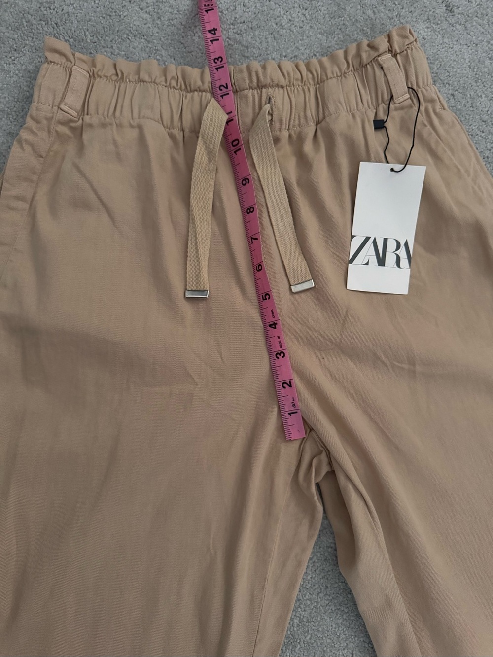 NWT Zara women’s Tan Drawstring Casual Pants - Picture 8 of 13